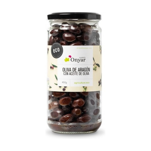 Olives negres Aragó untades amb oli - pot 450 gr